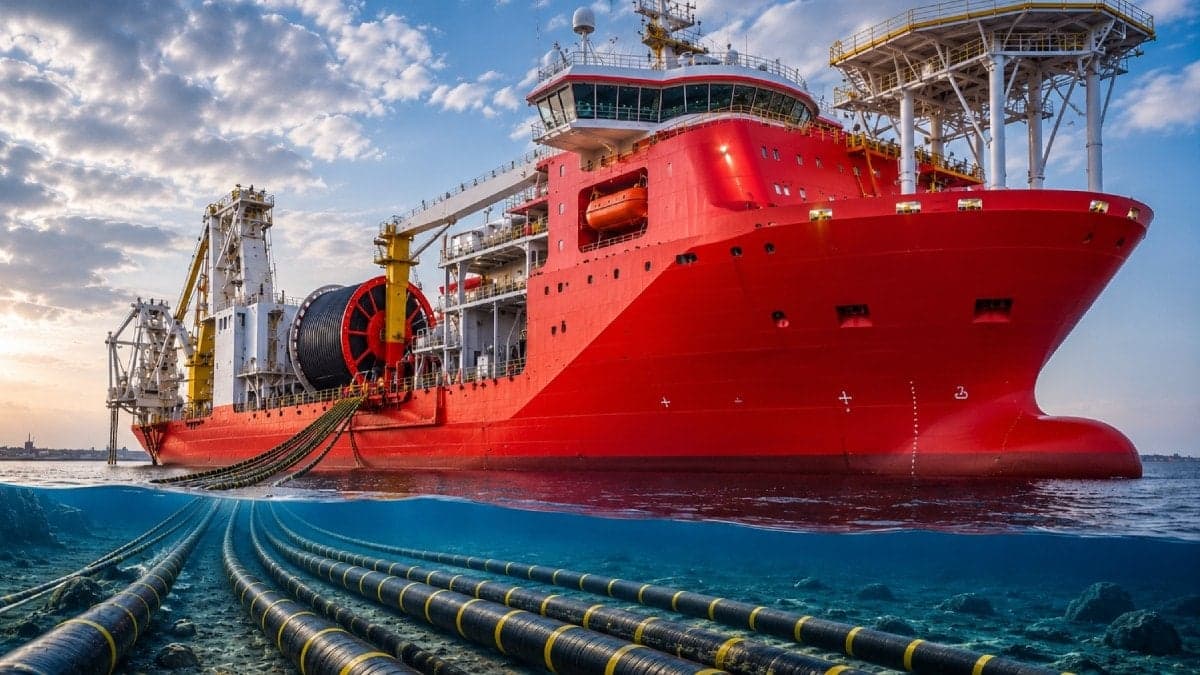 Massive 215-Meter Ship Launched to Lay Undersea Cables